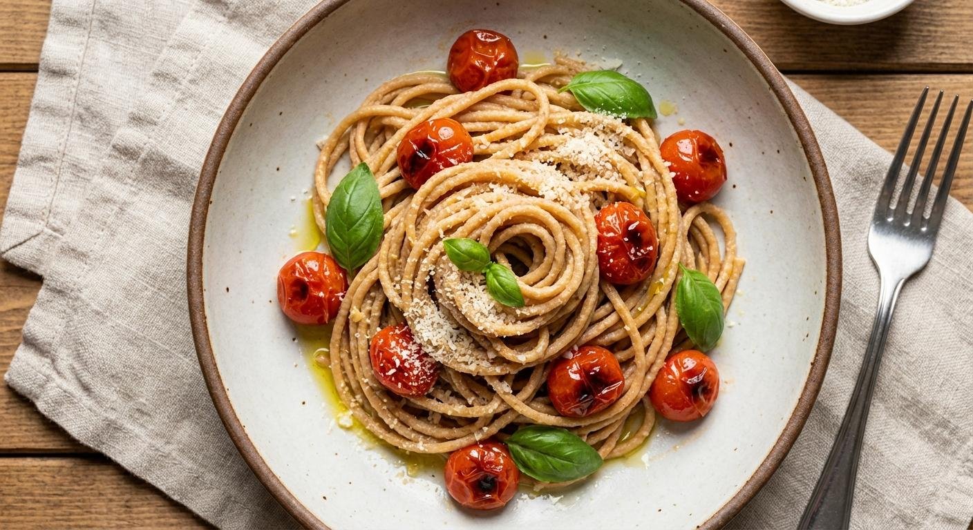 Chefs preparing plant-based dishes in a professional kitchen